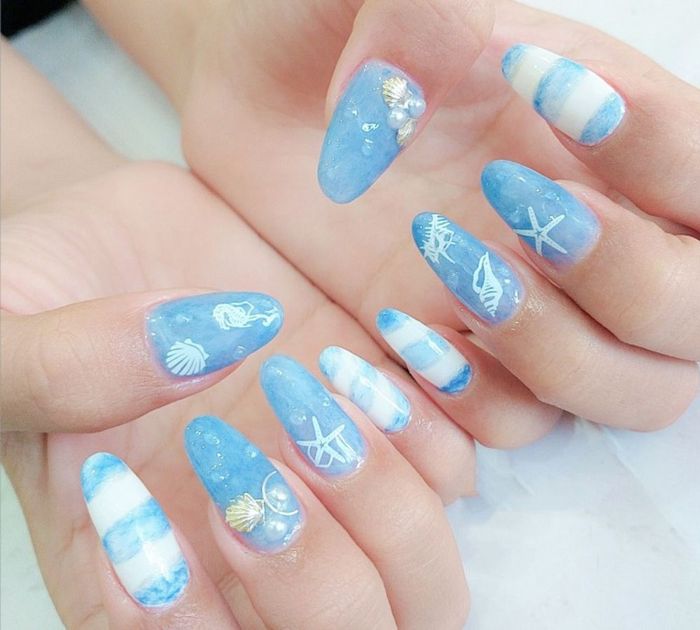 55+ Mẫu nail màu xanh dương nhạt: Làm đẹp nhẹ nhàng, cuốn hút cho phái đẹp