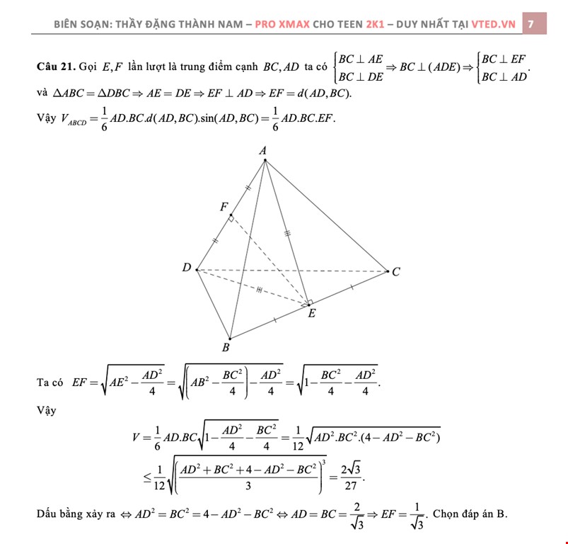 [Vted.vn] - Công thức tổng quát tính thể tích của một khối tứ diện bất kì và các trường hợp đặc biệt | Học toán online chất lượng cao 2025 | Vted