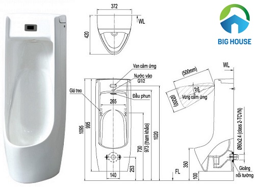 Kích thước tiểu nam bao nhiêu? Cách đặt ống chờ bồn tiểu nam Đúng Chuẩn