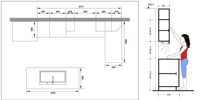 Cách xác định chiều cao bàn bếp theo phong thủy từ A tới Z