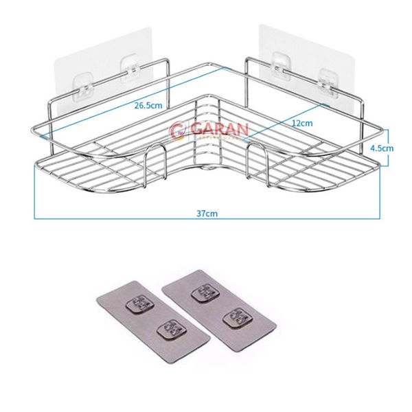 Kệ Góc Nhà Tắm Inox Không Gỉ Kèm Miếng Dính Đôi Siêu Chắc Đựng Đồ Đa Năng Tiện Lợi