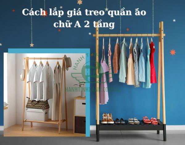 Cách lắp giá treo quần áo chữ A 2 tầng bằng gỗ đơn giản